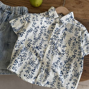 Chemises fines pour garçons, nouvelle collection d'été, design <span class=keywords><strong>peinture</strong></span> à l'encre, t-shirts à manches courtes en coton pur pour enfants - Product Image 3