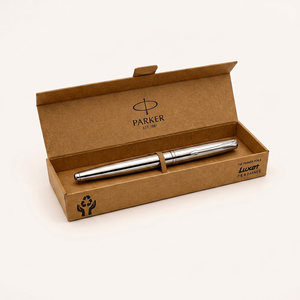 Recycled Kraft Paper Parker <b>Pen</b> <b>Box</b> Custom Logo Mailer <b>Box</b> with Screen & UV Printing 7x2 Size for Stationery Corporate Gifting - Product Image 1
