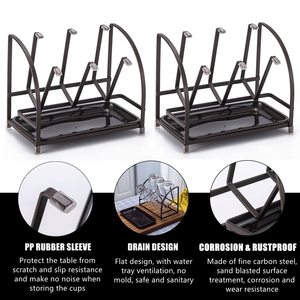 Mostrador de cocina, tendedero <span class=keywords><strong>Vertical</strong></span> para botellas, botella de agua de vidrio, taza, soporte para tazas de café, organizador para encimera con bandeja de drenaje - Product Image 5