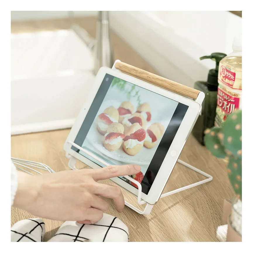 Katlanır Metal masa üstü komik aşçı komik yüksekliği ayarlanabilir kitap ipad tarifi menü ekranı standı raf tutucu mutfak
