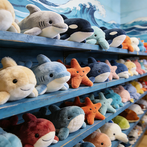 Jouets en peluche personnalisables de 8 pouces en forme de requin, orca, <span class=keywords><strong>dauphin</strong></span>, étoile de mer, animaux marins, pour articles culturels - Product Image 1