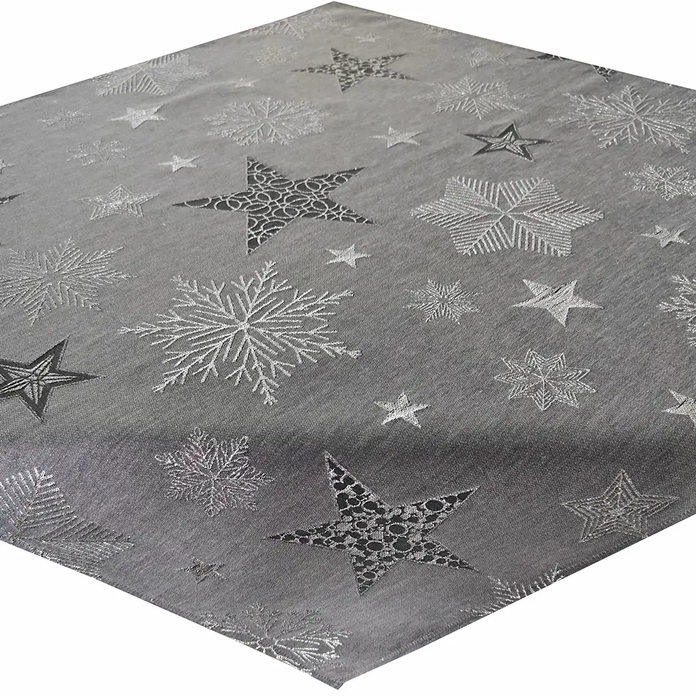 Snowflake Pattern Jacquard Tablecloths with Grey Green Red White Colors Table Decor Cloth for Christmas Promotion