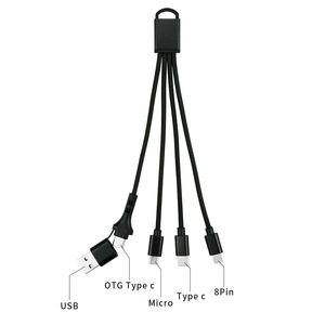 Cáp dữ liệu bện hợp kim nhôm 5 trong 1 sạc nhanh 2A cho điện thoại di động Logo tùy chỉnh cho quà tặng công ty - Product Image 2