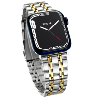 Correa de Reloj de Acero Inoxidable para Apple Watch, Correa de Reloj de Diseño de 7 Eslabones para Apple Watch 11-1, 38 40 41 42 44 45 46 49, OEM ODM
