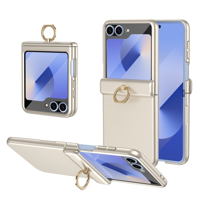 For Samsung  Flip8 Z Flip7 Wholesale Integrated Front Glass Film Ring Kickstand Phone Case Full Hinge Protective case