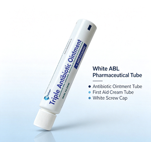 Tubo Spremibile Farmaceutico ABL Bianco Personalizzato, Tubo per Pomata <span class=keywords><strong>Antibiotica</strong></span> Tripla con Tappo a Vite Bianco Scanalato, Confezione Medicinali OEM - Product Image 2