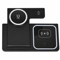 Chargeur sans fil magnétique pliable 4 en 1, station de charge 15W avec veilleuse pour téléphone, montre, écouteurs, maison, bureau, voyage