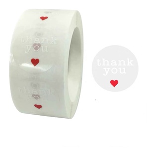 1 Inch Ronde Vorm Dank U Met Rood Hart Bedrukte Duidelijke Huisdier Cadeau Verpakking <span class=keywords><strong>Label</strong></span> Zelfklevende <span class=keywords><strong>Sticker</strong></span> - Product Image 1