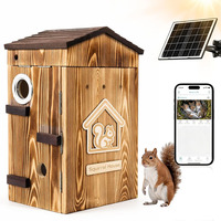 Nouvelle Boîte Habitat Portable Réutilisable en Bois pour Écureuils avec Caméra Solaire, Décoration de Nid d'Animaux d'Extérieur pour Jardin Quotidien