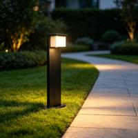 Lampe de jardin LED extérieure moderne, lampadaire de jardin noir rectangulaire, éclairage de chemin pour villa, cour et aménagement paysager