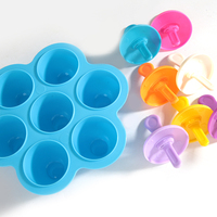 Outils de crème glacée antiadhésifs réutilisables colorés bricolage 7 cavités moules à glace Pop Popsicle avec des bâtons colorés pour les aliments faits maison pour enfants