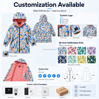 Parka imperméable pour enfants, doublée de polaire Sherpa, robe de change personnalisée, manteau d'extérieur imprimé pour l'équitation et le camping