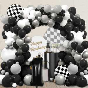 Balon Tema Mobil Balap Kit Garland Lengkung Mobil Balap Ulang Tahun Anak Laki-laki Usia 0-9 Tahun Balon Foil Kotak-kotak untuk Dekorasi Ulang Tahun - Product Image 4