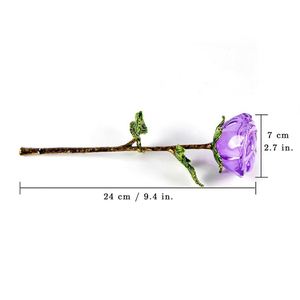 Rose en cristal - Fleur artificielle à longue tige, décoration romantique pour mariage, cadeau de Saint-Valentin pour elle - Product Image 1