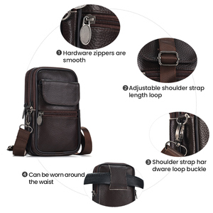 Bolsa Mensageiro Masculina de Couro Genuíno Vintage Dujiang, Pequena, com Compatibilidade para Celular - Product Image 6