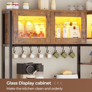 Gabinete de Almacenamiento de Madera Moderno SENYU con Iluminación LED, 8 Estantes, Mueble de Cocina para Cafetería, Diseño Duradero - Product Image 3