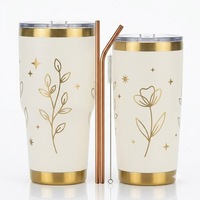 Tasses à café, thé et vin isothermes en acier inoxydable de 20 oz, blanches et colorées, pour le camping, avec couvercle, pour sublimation