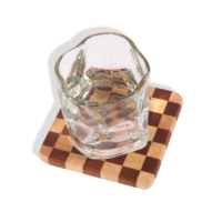 4 pièces sous-verres en bois carrés classiques barre personnalisée décorée sous-verres en bois de caoutchouc coffrets cadeaux