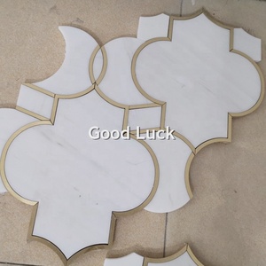 <strong>Lantern</strong> Shape Marble Waterjet Mosaic Inlay <strong>Brass</strong> for Wall Floor Tile - Product Image 3