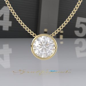 จี้เพชรโมอิสซาไนต์ทรงกลม รับรองโดย IGI ทองคำแท้ 14K ชุบโรเดียม พร้อมสร้อยคอแบบเชือกสุดหรูสำหรับผู้หญิง - Product Image 1