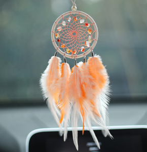 Mini attrape-rêves en cristal naturel, pendentif suspendu, attrape-rêves coloré, décoration d'intérieur, plume, vente en gros - Product Image 2