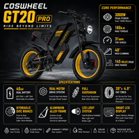Bicicleta Eléctrica GT20 de Doble Motor, 1920 Wh, 128 km de Autonomía, Neumáticos Anchos, 3000 W de Potencia, Shimano 7 Velocidades, Almacén en EE. UU./UE