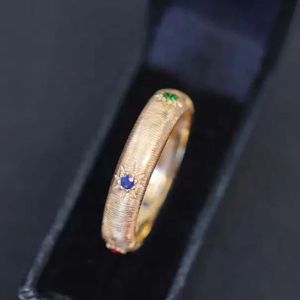 Bague de mariage Xinfly minimaliste haut de gamme en or véritable 18 carats avec diamants luxueux et pierres précieuses colorées - Product Image 2