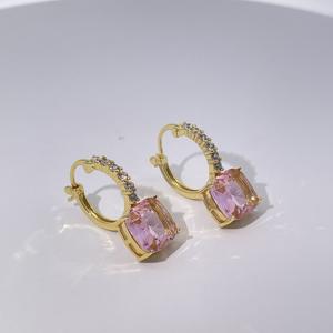 Tianyu Gems Gold Plated Zircon Geometric Cushion Cut Pendant <b>Earrings</b> Luxurious and Elegant Long <b>Earrings</b> for Women - Product Image 1