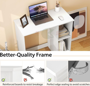 <span class=keywords><strong>Bureau</strong></span> d'ordinateur moderne blanc de 31,5 pouces avec étagère, table d'écriture minimaliste pour <span class=keywords><strong>bureau</strong></span> à domicile pour petits espaces - Product Image 5