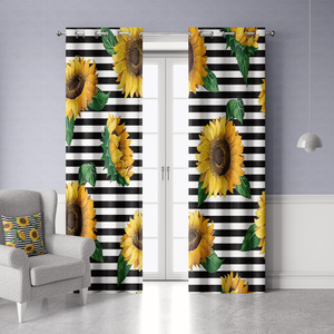 Prezzo di fabbrica a buon mercato girasole stampato colore giallo <span class=keywords><strong>tenda</strong></span> della finestra <span class=keywords><strong>tenda</strong></span> di stoffa sulle pareti tende del soggiorno - Product Image 2