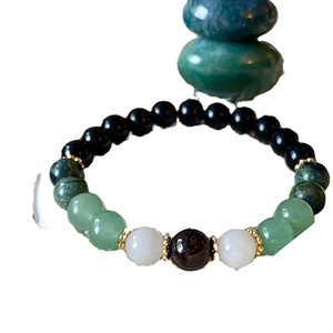 Perles d'obsidienne pour <span class=keywords><strong>bracelet</strong></span> <span class=keywords><strong>avec</strong></span> pierre de grenat naturelle, cordon <span class=keywords><strong>élastique</strong></span> personnalisé, motif en forme de boule, pour femmes, hommes, couples, bijoux - Product Image 4