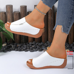 QF1 Chaussons confortables pour femmes, semelle épaisse durable, antidérapants, couleur unie, légers, à porter à l'extérieur, <span class=keywords><strong>chaussures</strong></span> de plage - Product Image 6