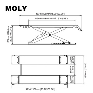 Elevador de Tijera MOLISPEED de Altura Media, Elevador de Vehículos, Rampa para Autos, 1M de Altura, 3T de Capacidad, Desbloqueo Neumático - Product Image 4
