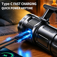 Lampe de poche LED portable en aluminium 10000LM avec 6 XHP50, affichage numérique, rechargeable, étanche, pour le camping, les situations d'urgence et la randonnée