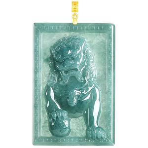 Pendentif en jadéite naturelle chinoise Fudog Blue Water, bijoux pour hommes, style chinois, cadeau avec certificat d'évaluation DW72 - Product Image 5