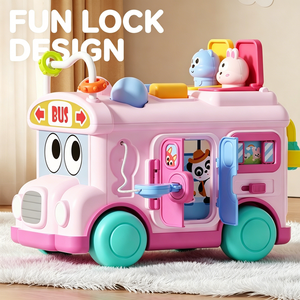 Autobús de <span class=keywords><strong>Juguete</strong></span> Educativo para Niños Pequeños, Multifuncional e Interactivo, con Figuras de Animales, <span class=keywords><strong>Juguete</strong></span> de Autobús para Desarrollo de la Motricidad Fina - Product Image 5
