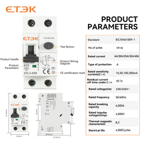 Disjoncteur différentiel électromagnétique ETEK EKL3-40M 6KA 1P+N 16-25A 30mA Type AC avec protection contre les surintensités de 10KA