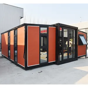 Vente en gros personnalisé 20 pieds 40 pieds isolation thermique et structure en acier étanche à la pluie maison modulaire en conteneur pliable étendue