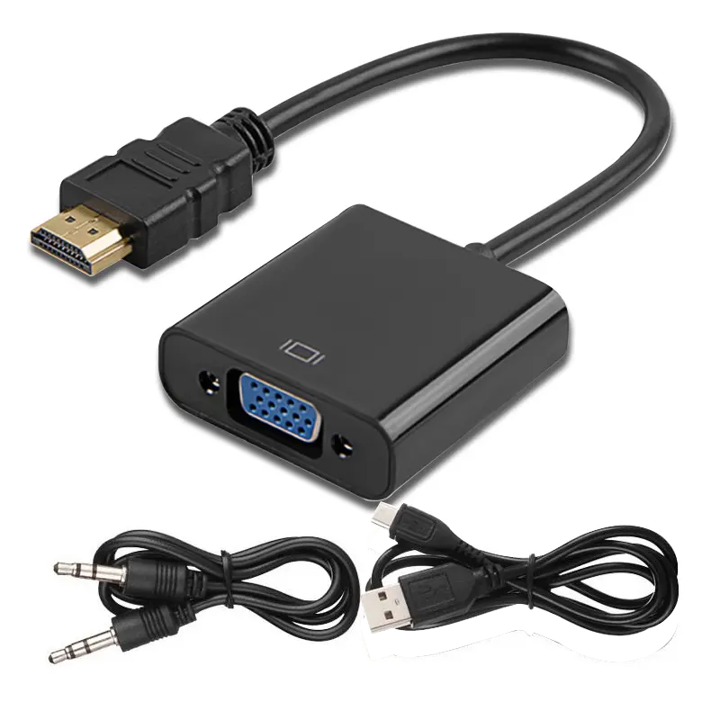 Jasoz HDMI VGA Adaptor 1080P Convertidor HDMI Male to VGA Female Audio Power Video Cable Converter VGA to HDMI Adapter