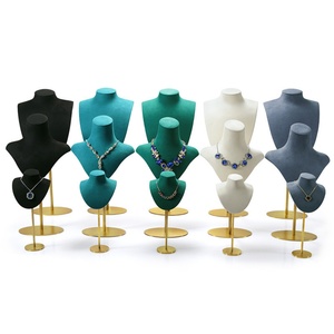 Présentoir à bijoux en microfibre velours, buste de présentation pour colliers, pendentifs, mannequin, support pour colliers ras-du-cou - Product Image 2