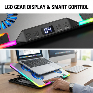<span class=keywords><strong>Refroidisseur</strong></span> d'ordinateur <span class=keywords><strong>portable</strong></span> en métal Jetion à cinq ventilateurs, écran LCD, éclairage RVB, support ergonomique multi-angles, pour ordinateurs portables de <span class=keywords><strong>18</strong></span> <span class=keywords><strong>pouces</strong></span>, PJT-NCL2092, en stock - Product Image 5