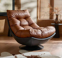 Fauteuil de salon ergonomique pivotant à 360 degrés en cuir véritable, design moderne pour salon et salle à manger, couleur personnalisable