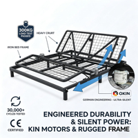 Lit d'hôtel intelligent de luxe avec cadre réglable, matelas en mousse, taille King, relevage tête et pieds pour projets hôteliers, OEM ODM personnalisé