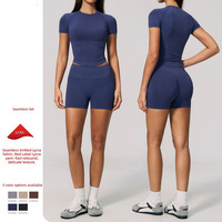 Nouvel ensemble de yoga 2026, vêtements de sport sans couture pour femmes, best-seller, ensembles de gym respirants et ajustés à manches courtes en Spandex pour la course et le fitness