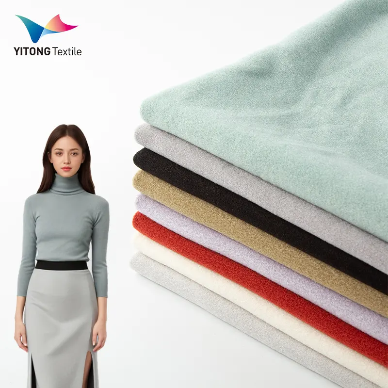 Tecido de malha atacado 320 g/m2 para suéter elástico 59% acrílico 35% viscose 4% nylon 2% tecido elastano