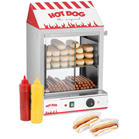 Machine à hot-dogs multifonction grande capacité (200 hot-dogs, 50 pains) avec vitrine de comptoir et certification CE pour la cuisson vapeur des hot-dogs en milieu de cinéma
