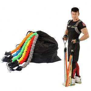 11-Piece Latex Pull Rope Cloth Cover Anti-Break Elastic <b>Band</b> Power Trainer Multi-Function Full Body <b>Workout</b> Fitness & Sports - Product Image 2