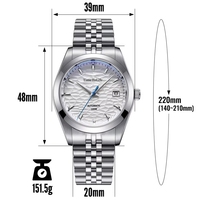 Reloj Mecánico Personalizado OEM, Reloj de Buceo de Acero Inoxidable 316L con Correa de Cuero, Resistente al Agua, con Puntero Luminoso, Mecanismo Japonés