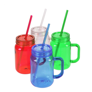 26oz Plastic Mason <b>Jars</b> with Lids and Straws Break Resistant Portable Handle for Home Party and Adults <b>Water</b> Cup Kids - Product Image 3