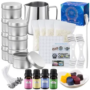 Factory sales DIY gift luxury candle making scented soy wax candles supplies set steel kit with long handle melting pot